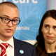 New Zealand Health Minister Dr. David Clark and Prime Minister Jacinda Arden in a file photo from June 11, 2020 in Auckland, New Zealand.